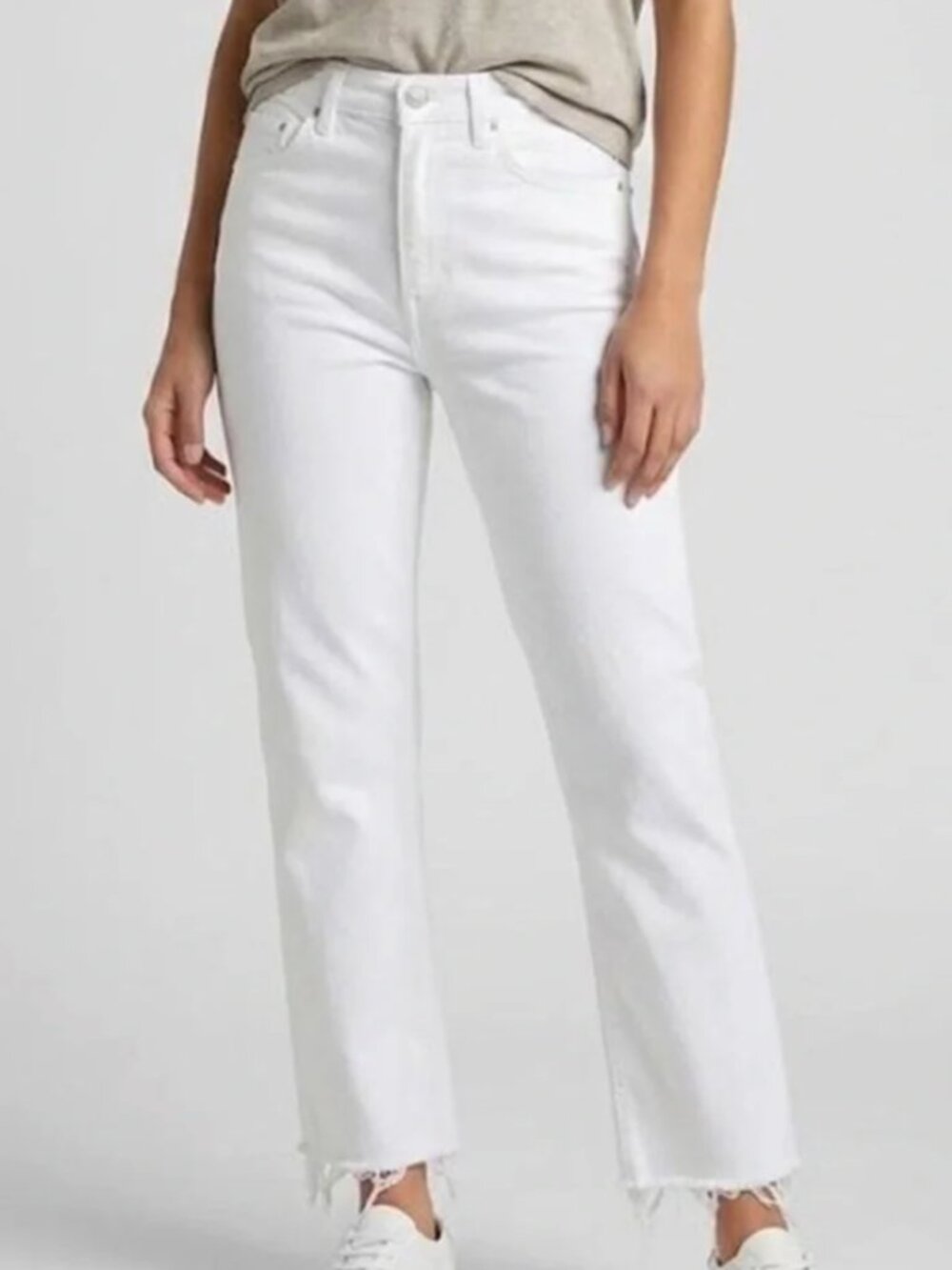 Zara Straight Leg High Rise White Jean Size 6
